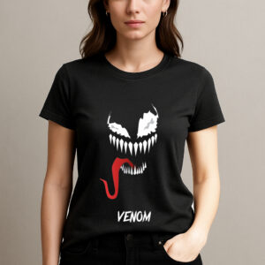 Women's Black Venom Graphic T-Shirt – Bold Comic-Inspired Design